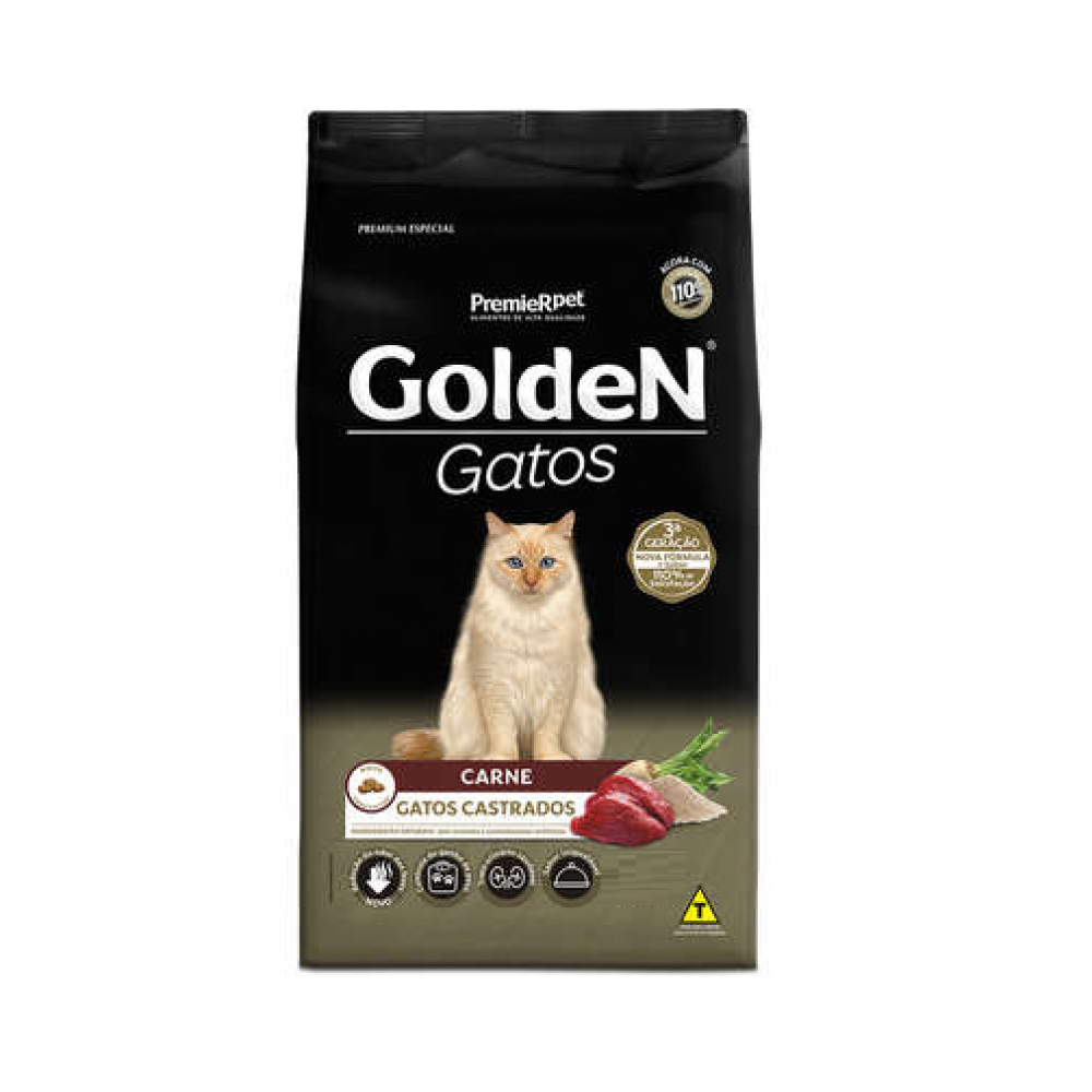 Golden Gatos Castrados Carne Adulto 1kg Golden Gatos Castrados Carne Adulto 1kg
