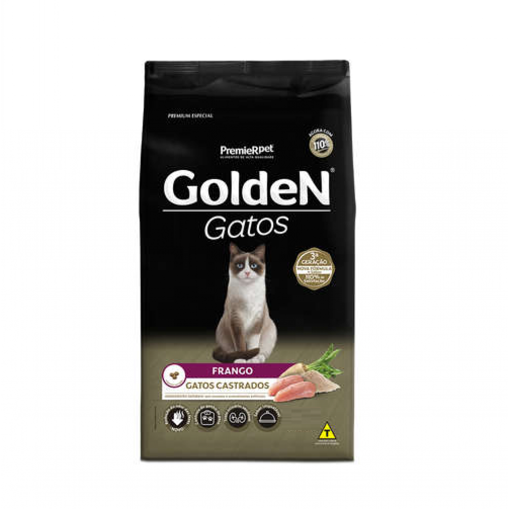 Golden Gatos Castrados Frango Adulto 3kg Golden Gatos Castrados Frango Adulto 3kg