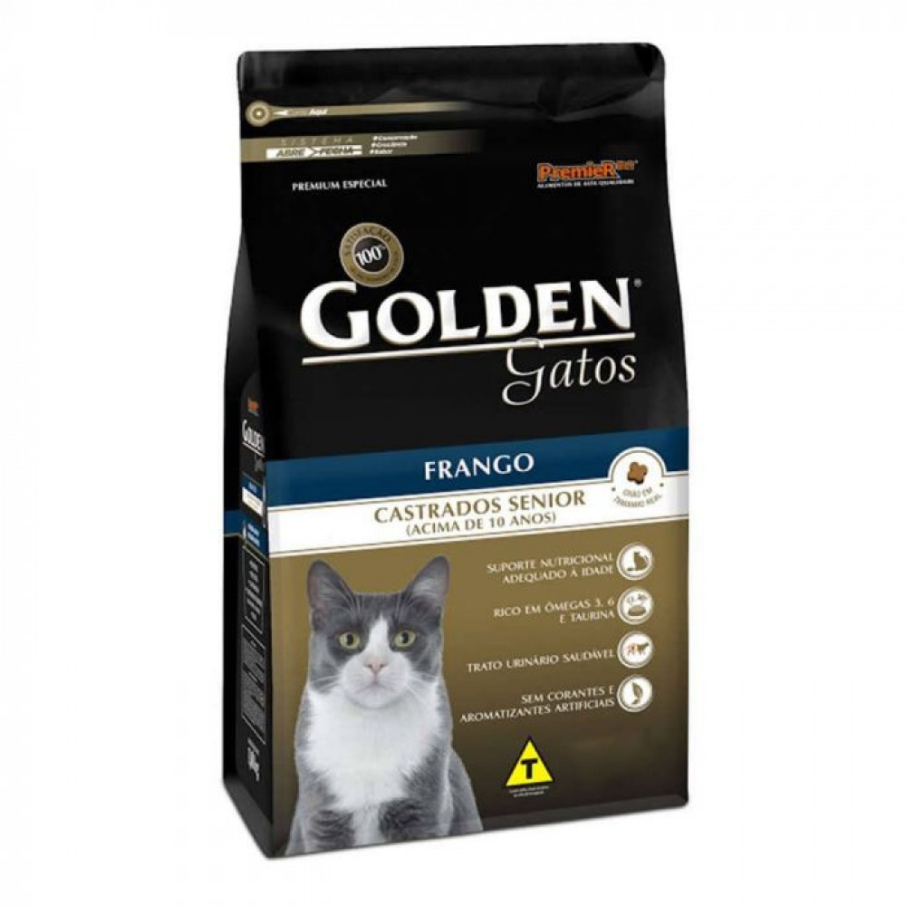 Golden Gatos Castrados Frango Sênior 1kg Golden Gatos Castrados Frango Sênior 1kg