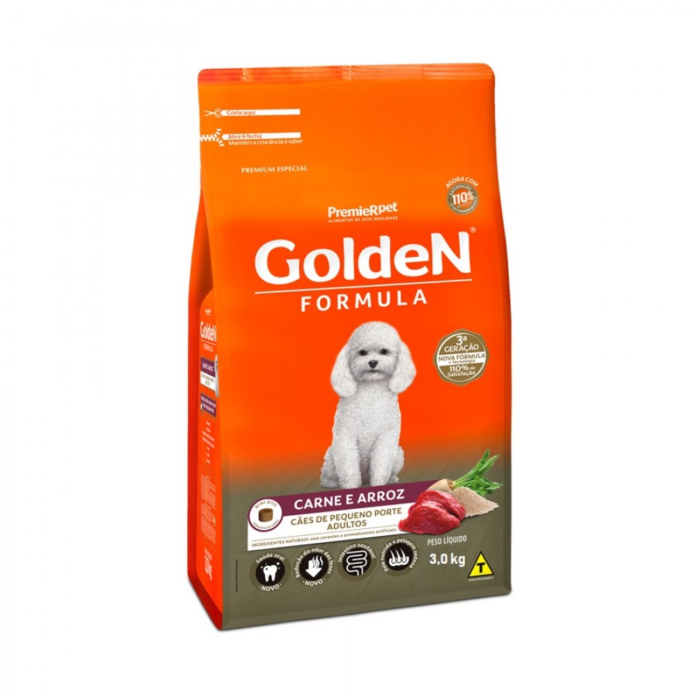 Golden Fórmula Carne e Arroz Mini Bits Adulto 3 kg Golden Fórmula Carne e Arroz Mini Bits Adulto 3 kg