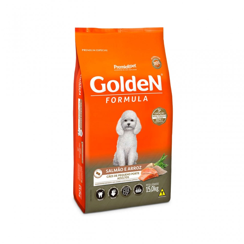 Golden Fórmula Salmão e Arroz Mini Bits Adultos 15 kg Golden Fórmula Salmão e Arroz Mini Bits Adultos 15 kg