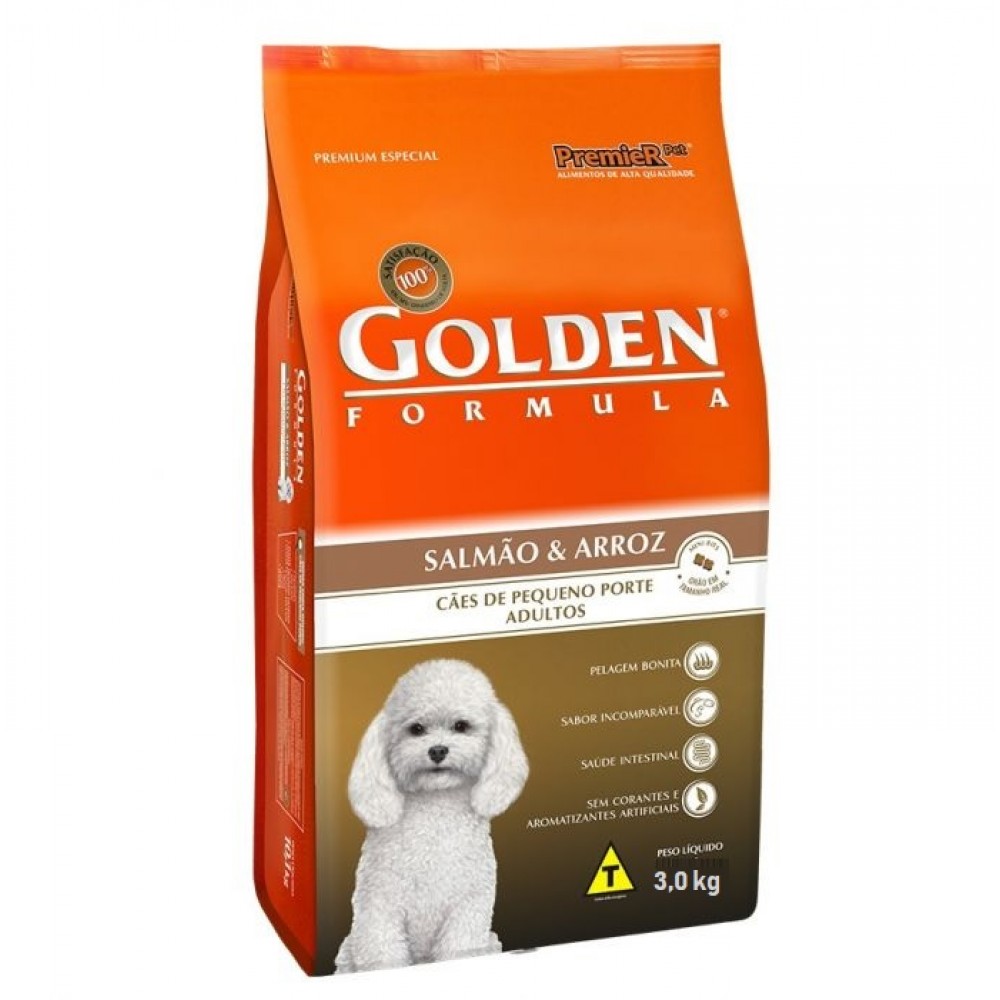 Golden Fórmula Salmão e Arroz Mini Bits Adulto 3 kg Golden Fórmula Salmão e Arroz Mini Bits Adulto 3 kg