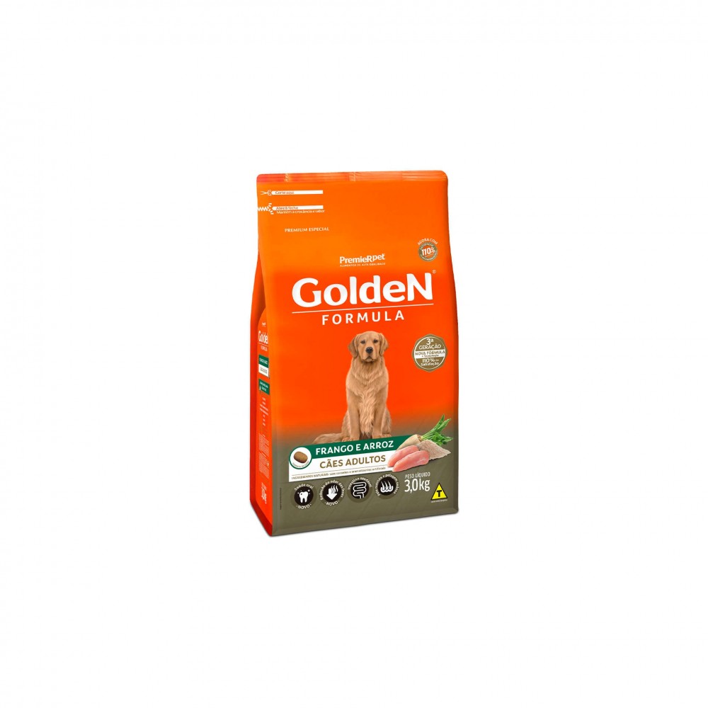 Golden Fórmula Frango e Arroz Adulto 3 kg Golden Fórmula Frango e Arroz Adulto 3 kg