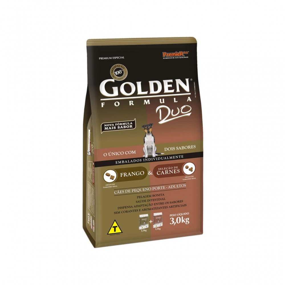 Golden Fórmula Duo Frango + Carne Mini Bits Adulto 3 kg  Golden Fórmula Duo Frango + Carne Mini Bits Adulto 3 kg