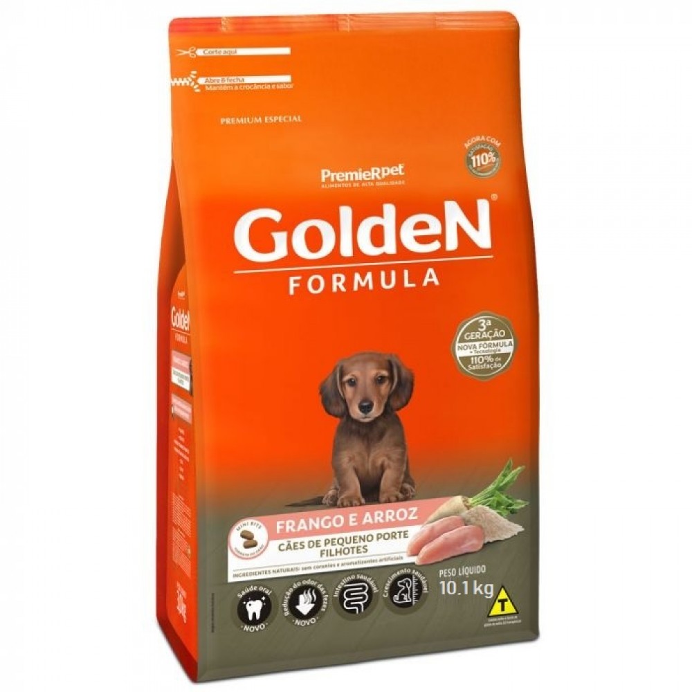 Golden Fórmula Frango e Arroz Mini Bits Filhotes 10 kg Golden Fórmula Frango e Arroz Mini Bits Filhotes 10 kg
