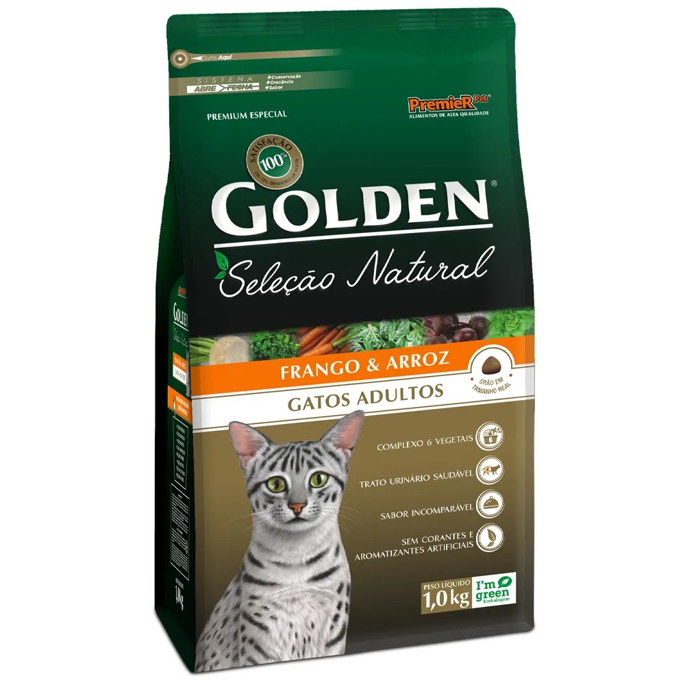 Golden Gatos Seleção Natural Frango e Arroz Adultos 1 kg Golden Gatos Seleção Natural Frango e Arroz Adultos 1 kg