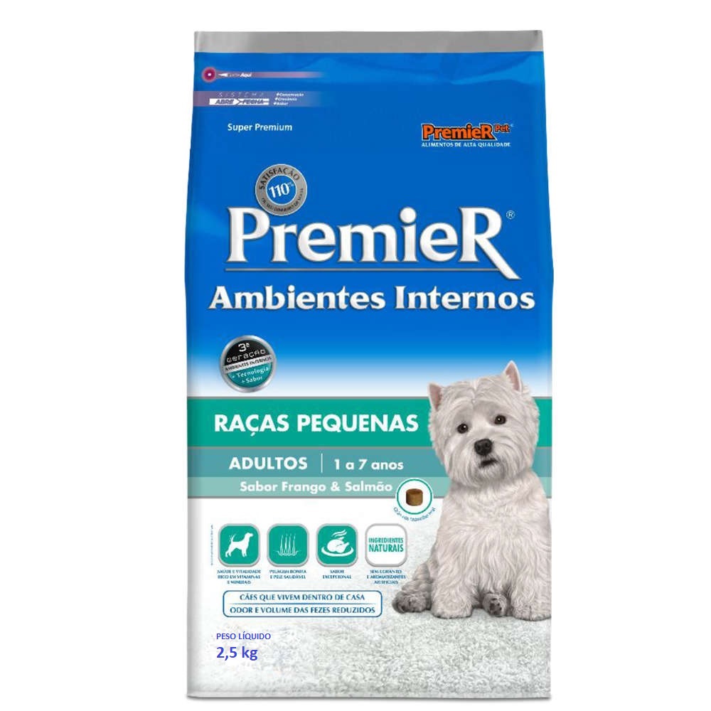 Premier Ambientes Internos Raças Pequenas Adultos 2,5 kg Premier Ambientes Internos Raças Pequenas Adultos 2,5 kg