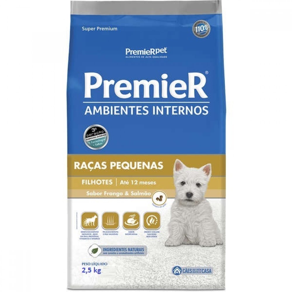 Premier Ambientes Internos Raças Pequenas Filhotes 2,5 kg Premier Ambientes Internos Raças Pequenas Filhotes 2,5 kg