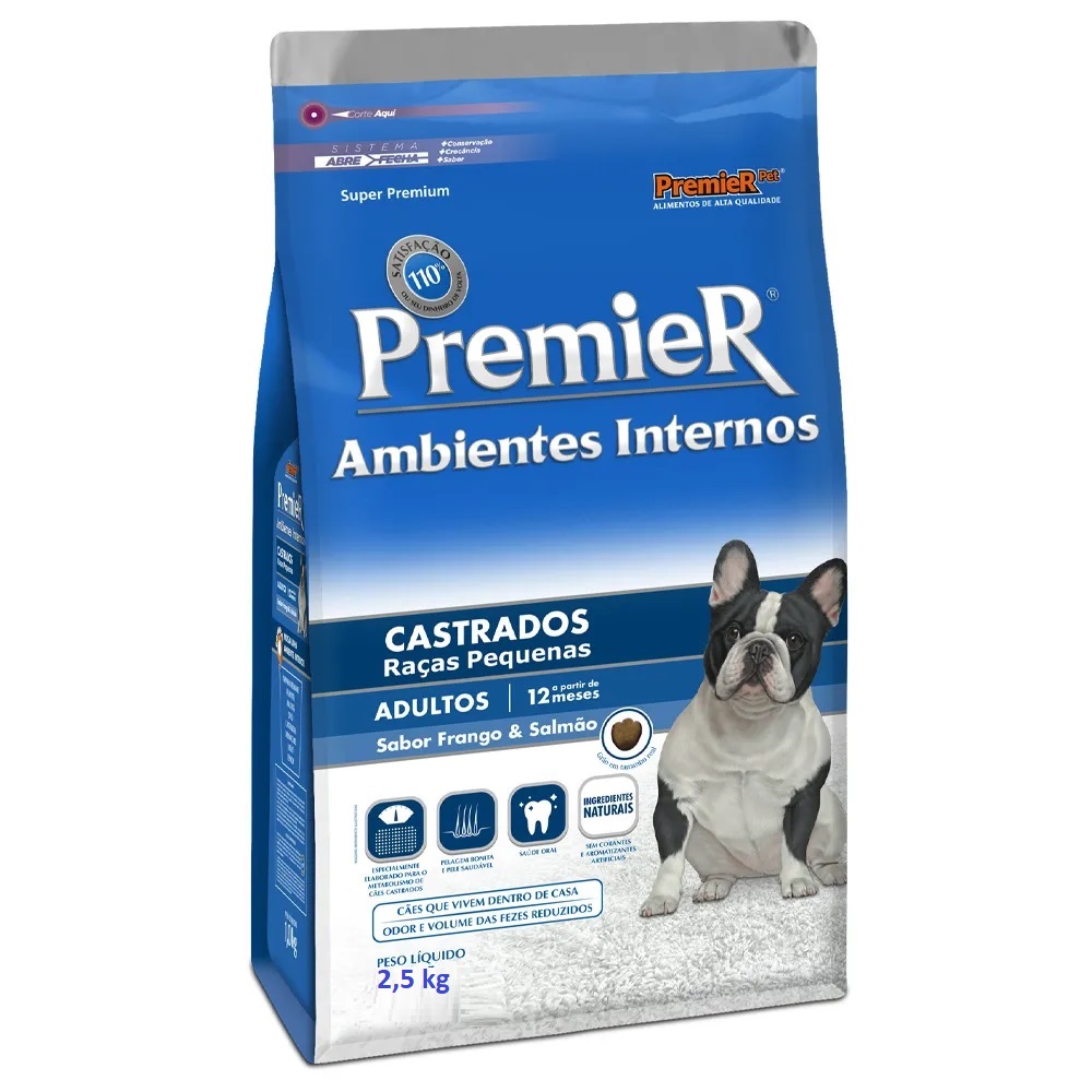 Premier Ambientes Internos Castrados Raças Pequenas Adultos 2,5 kg Premier Ambientes Internos Castrados Raças Pequenas Adultos 2,5 kg