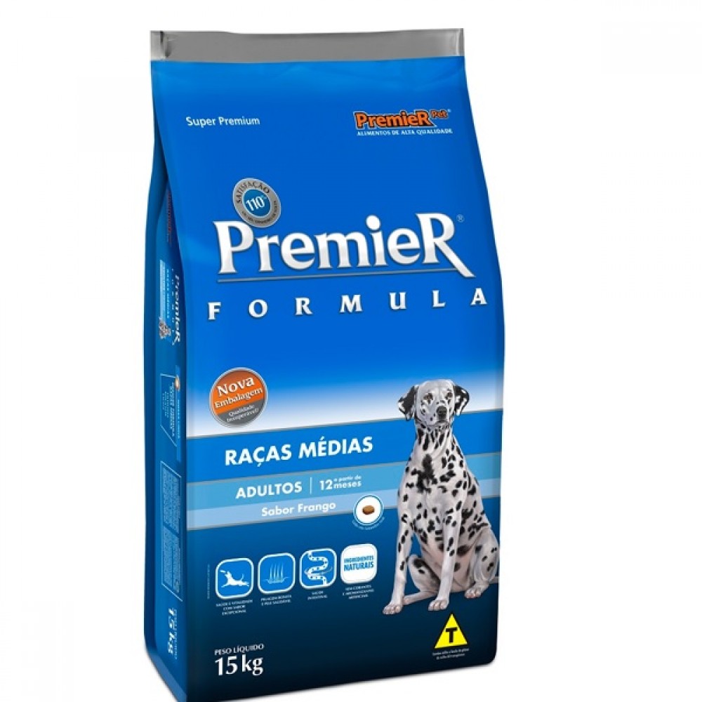 Premier Fórmula Raças Médias Adultos 15 kg Premier Fórmula Raças Médias Adultos 15 kg