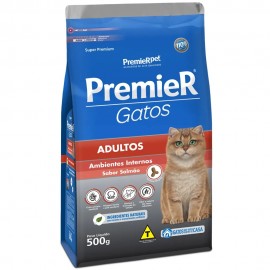 Premier Gatos Adultos Ambientes Internos Salmão 500 g