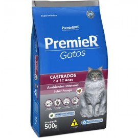 Premier Gatos Castrados De 7 a 12 Anos Ambientes Internos Frango 500 g