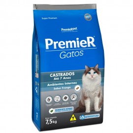 Premier Gatos Castrados Até 7 Anos Ambientes Internos Frango 7,5 kg