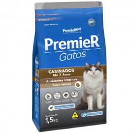 Premier Gatos Castrados Até 7 Anos Ambientes Internos Salmão 1,5 kg