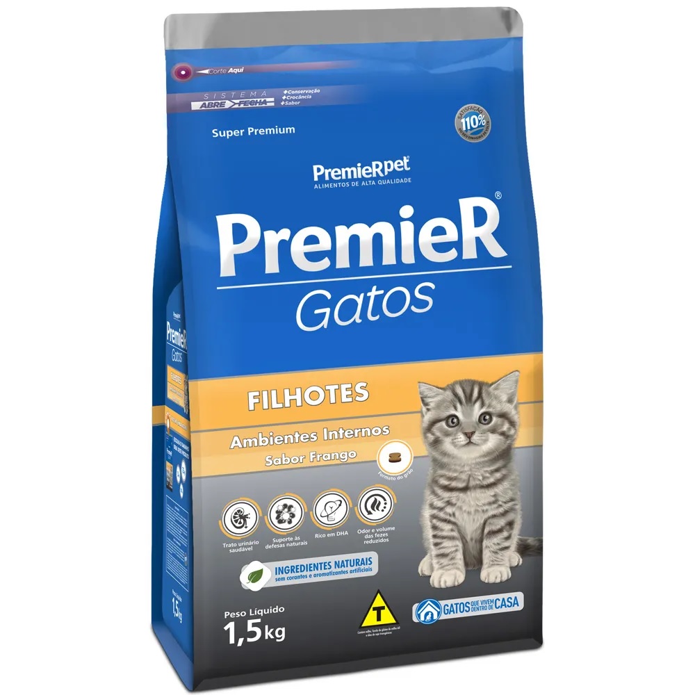 Premier Gatos Filhotes Ambientes Internos Frango 1,5 kg Premier Gatos Filhotes Ambientes Internos Frango 1,5 kg