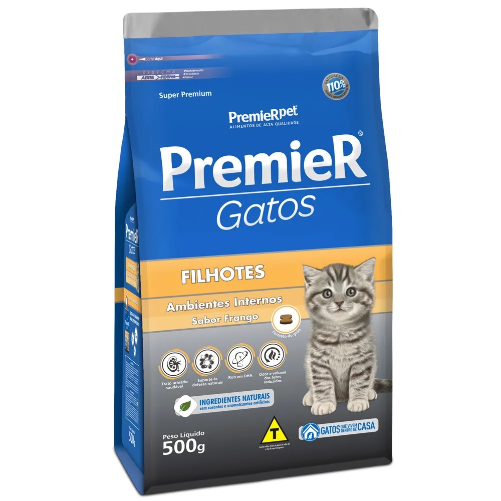 Premier Gatos Filhotes Ambientes Internos Frango 500 g Premier Gatos Filhotes Ambientes Internos Frango 500 g