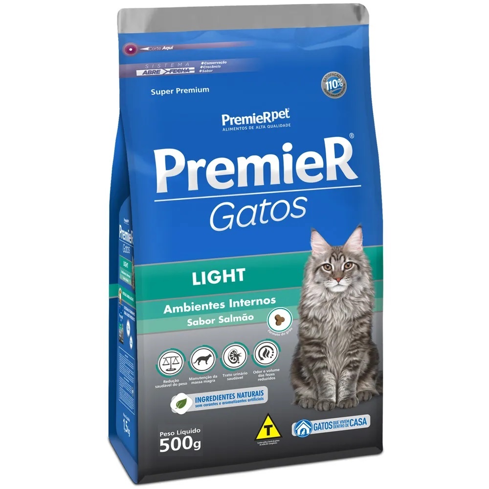 Premier Gatos Light Ambientes Internos Salmão 500 g Premier Gatos Light Ambientes Internos Salmão 500 g