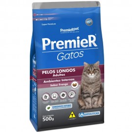 Premier Gatos Pelos Longos Adultos Ambientes Internos Frango 500 g