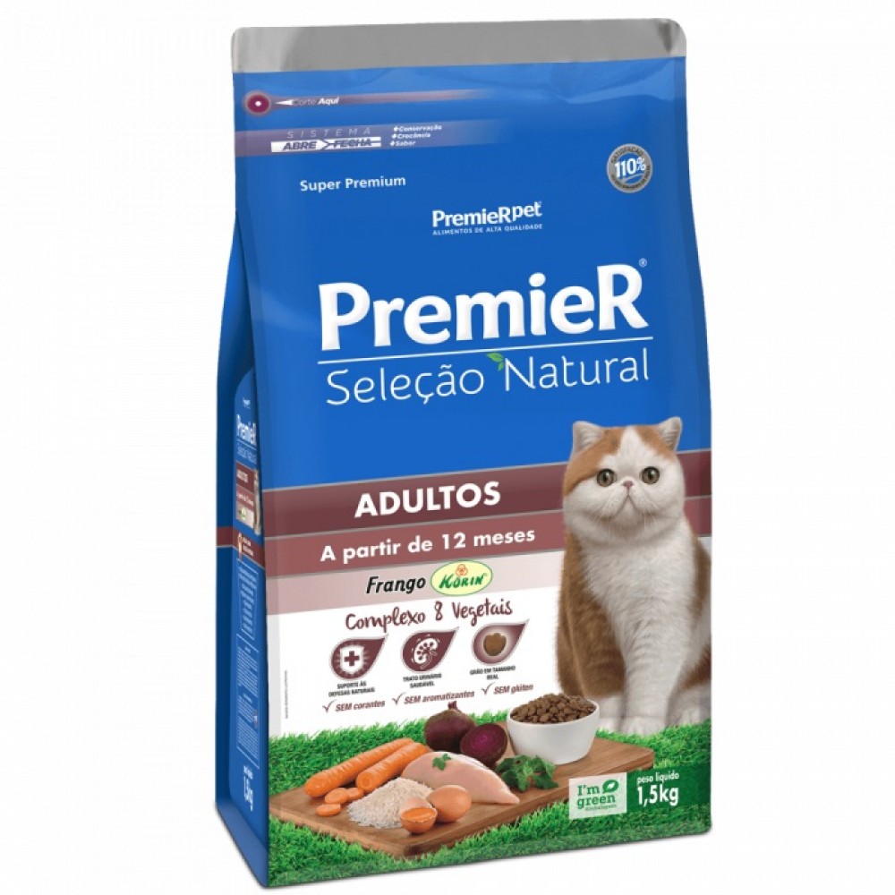 Premier Gatos Seleção Natural Adultos 1,5 kg Premier Gatos Seleção Natural Adultos 1,5 kg