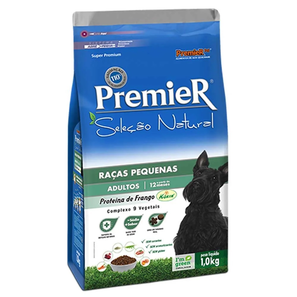 Premier Seleção Natural Raças Pequenas Adultos 1kg Premier Seleção Natural Raças Pequenas Adultos 1kg