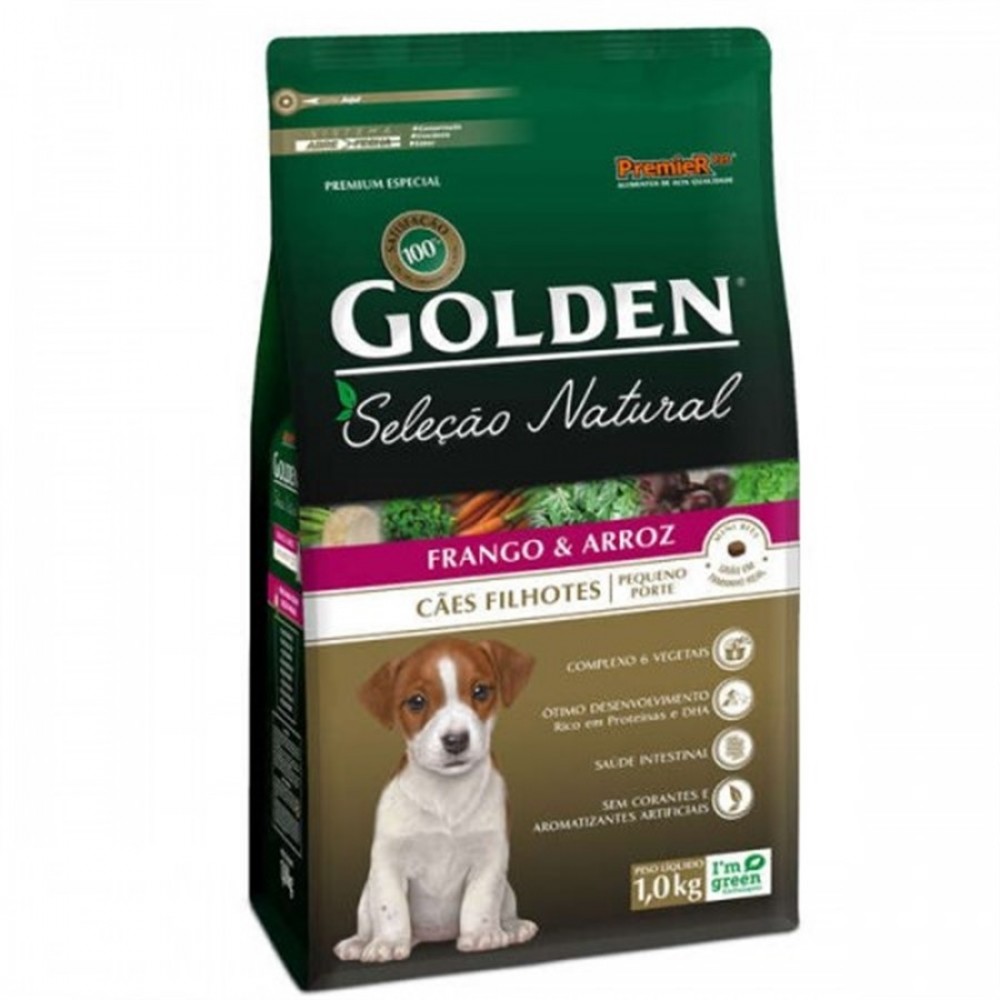 Golden Seleção Natural Frango e Arroz Filhotes Mini Bits 1 kg Golden Seleção Natural Frango e Arroz Filhotes Mini Bits 1 kg