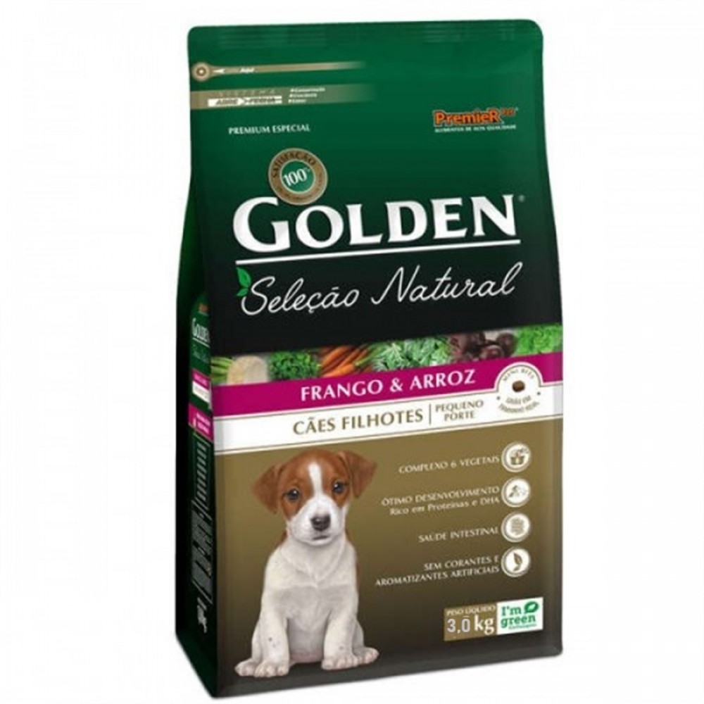 Golden Seleção Natural Frango e Arroz Filhotes Mini Bits 3 kg Golden Seleção Natural Frango e Arroz Filhotes Mini Bits 3 kg