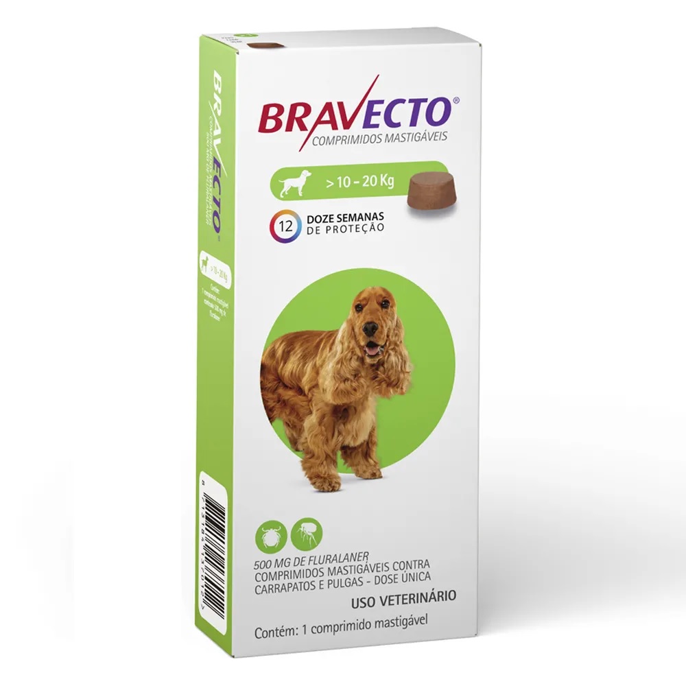Bravecto Oral 500mg cães 10 a 20kg Bravecto Oral 500mg cães 10 a 20kg