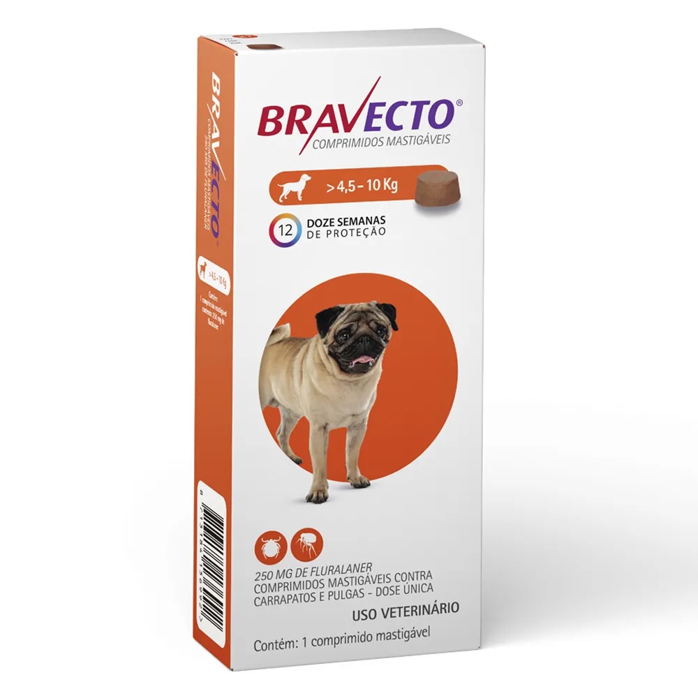 Bravecto Oral 250mg cães 4,5 a 10kg Bravecto Oral 250mg cães 4,5 a 10kg