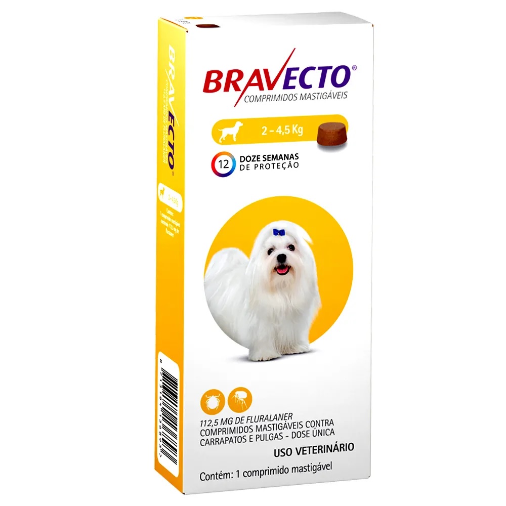 Bravecto Oral 112,5mg cães 2 a 4,5kg Bravecto Oral 112,5mg cães 2 a 4,5kg