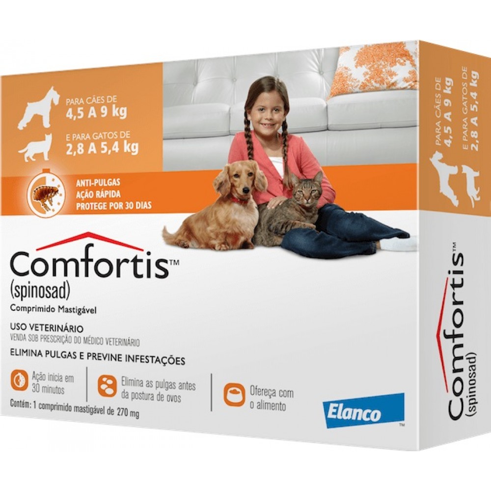 Comfortis 270 mg Cães de 4,5 kg a 9 kg e Gatos de 2,8 a 5,4 kg Comfortis 270 mg Cães de 4,5 kg a 9 kg e Gatos de 2,8 a 5,4 kg