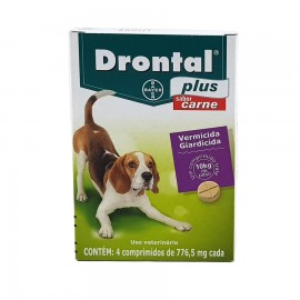 Drontal Plus Carne Vermífugo Cães Até 10 kg Cx 4 Comp