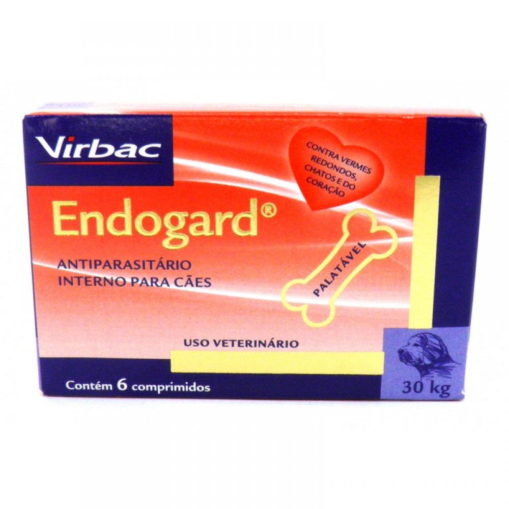Endogard Vermífugo Cães Até 30 kg Cx 6 Comp Endogard Vermífugo Cães Até 30 kg Cx 6 Comp