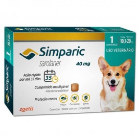 Simparic 40 mg Antipulgas Cães 10,1 a 20 kg