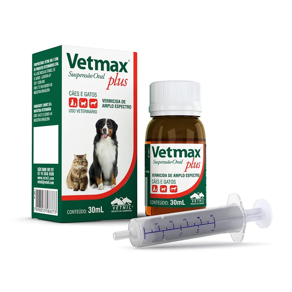 Vetmax Plus Vermífugo Suspensão Oral 30 ml Vetmax Plus Vermífugo Suspensão Oral 30 ml