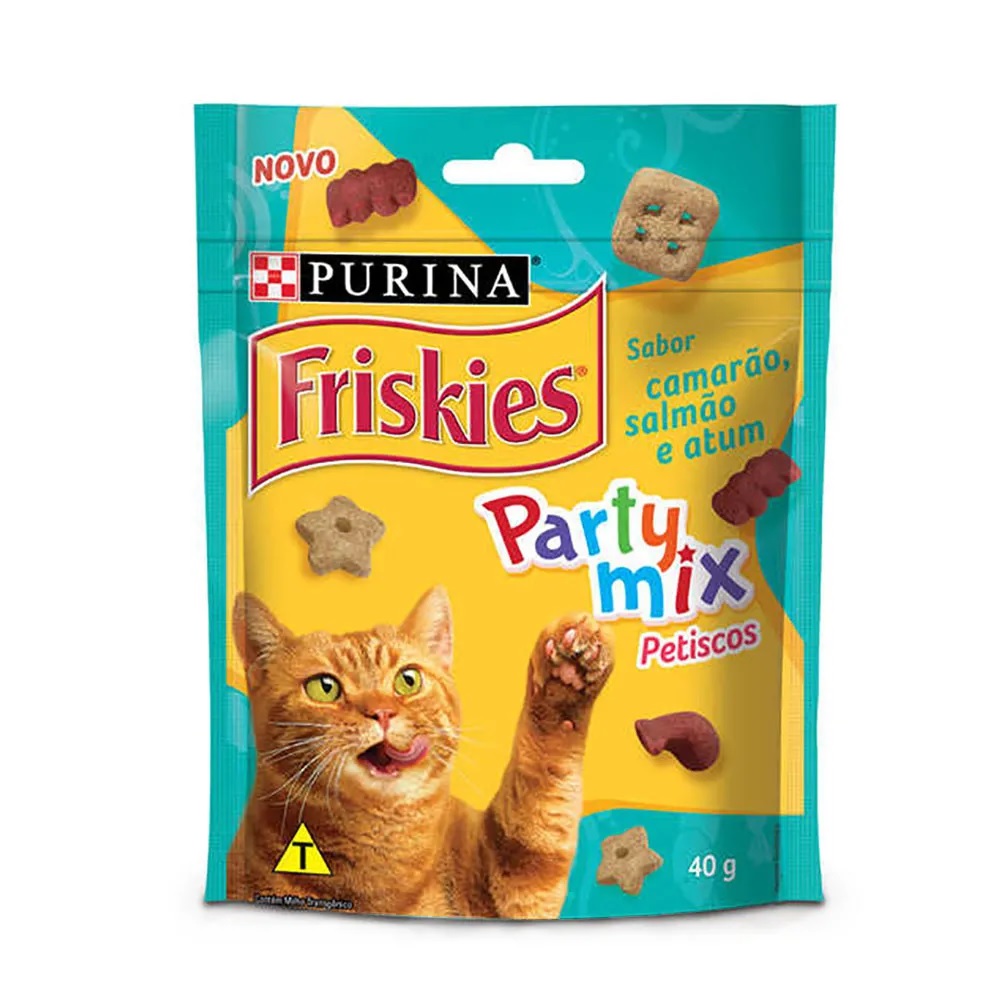 Friskies Party Mix Petisco Sabor Camarão, Salmão e Atum 40 g Friskies Party Mix Petisco Sabor Camarão, Salmão e Atum 40 g