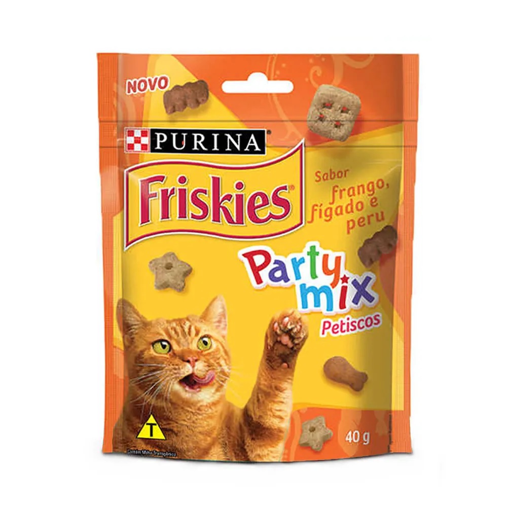Friskies Party Mix Petisco Sabor Frango, Fígado e Peru 40 g Friskies Party Mix Petisco Sabor Frango, Fígado e Peru 40 g