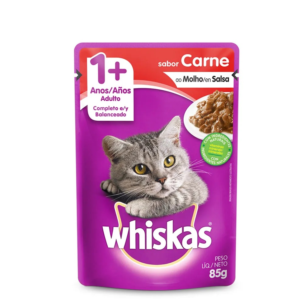 Whiskas Sachê Carne Ao Molho Adultos 85 g Whiskas Sachê Carne Ao Molho Adultos 85 g