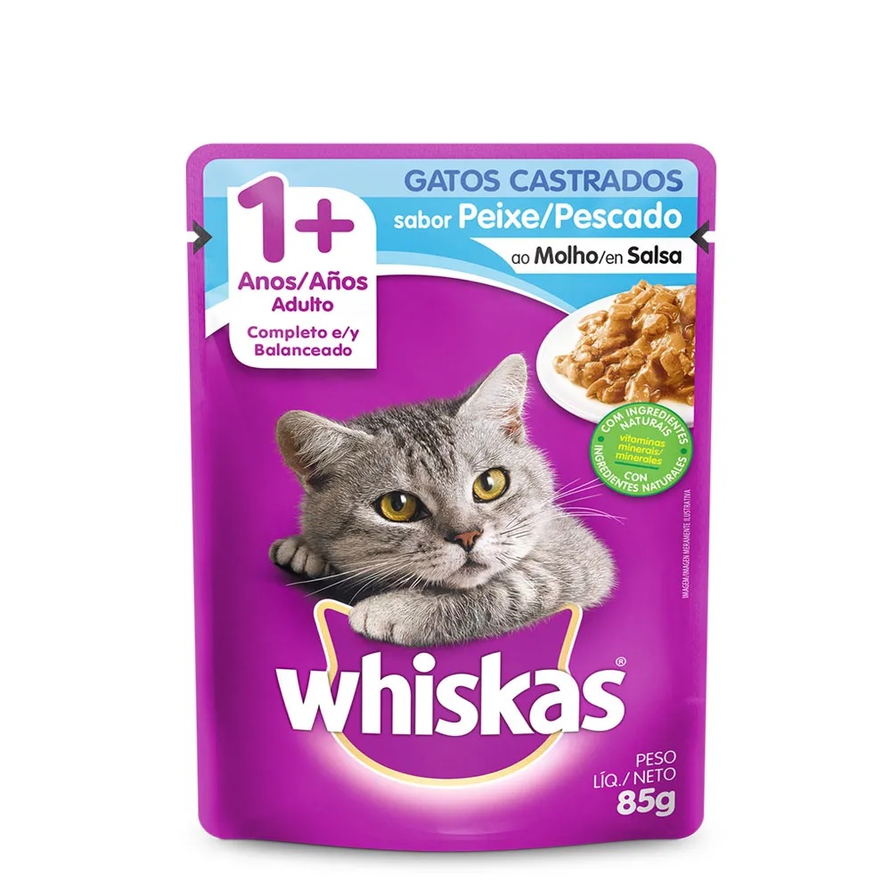 Whiskas Sachê Peixe Ao Molho Adultos Castrados 85 g Whiskas Sachê Peixe Ao Molho Adultos Castrados 85 g